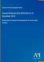 Council Directive (EU) 2020/262, 19 Dec 2019, laying down excise duty arrangements. Blaues Hintergrund. Logo unten.