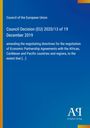 Council of the European Union Decision (EU) 2020/13, 19th Dec 2019. Blauer Hintergrund, simples Design.