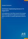 Blauer Hintergrund, Überschrift: "Commission Implementing Decision of 12 August 2019". Unten rechts: Logo "AQ Antiphon Verlag".