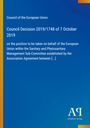Council Decision 2019/1748 vom 7. Oktober 2019, blauer Hintergrund, kleines Logo unten rechts.