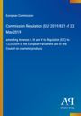 Weiße Texte auf blauem Hintergrund: Titel der EU-Verordnung über kosmetische Produkte; links gelber Streifen; rechts unten ein Logo.