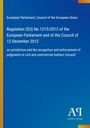 Regulation (EU) No 1215/2012, blauer Hintergrund, vertikale gelbe Leiste links, kleinen weißen AQ Schriftzug unten rechts.
