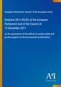 Titel: European Parliament Directive 2011/92/EU, 13 December 2011, zu Umweltauswirkungen; blaues Hintergrund mit Logo.