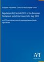 Text über EU-Verordnung Nr. 648/2012 zu OTC-Derivaten, zentr. Kontrahenten u. Handelsregistern. Blaues Layout mit Verlagssymbol.