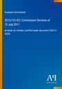 Text über EU-Entscheidung vom 13. Juli 2011. Blaues Design mit gelbem Streifen links. Logo unten rechts.