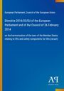 Europäische Richtlinie 2014/33/EU, Harmonisierung der Aufzuggesetze. Blau mit gelben Rand, Verlagslogo unten rechts.