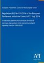 Text über europäische Verordnung Nr. 910/2014 zur elektronischen Identifizierung. Blau-weiße Gestaltung, Verlagslogo.