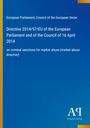 Text: Titel und Informationen über eine EU-Richtlinie. Hintergrund: Blau mit orangem Streifen links und kleines Logo unten rechts.