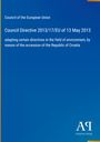 "Council Directive 2013/17/EU of 13 May 2013" steht zentral. Blaues Cover mit dem Logo "AR Antiphon Verlag" unten rechts.