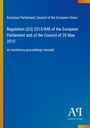 Titel: Regulation (EU) 2015/848, European Parliament. Blaues Cover mit gelbem Rand und Verlag-Logo unten.