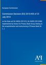 "Commission Decision (EU) 2015/455 of 23 July 2014. Blauer Hintergrund, weißer Text, Logo unten rechts: Antiphon Verlag."