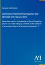 Text zur EU-Verordnung 2015/220. Blaues Design mit Logo "ΑΡ" unten rechts und gelbem Rand.