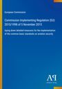 Text: 
"European Commission
Commission Implementing Regulation (EU) 2015/1998 of 5 November 2015
laying down detailed measures for the implementation of the common basic standards on aviation security
Antiphon Verlag"

Hintergrund: Blau mit gelben Streifen an der Seite, Logo unten rechts.