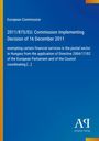 Text über EU-Entscheidung zu Finanzdienstleistungen im Postsektor Ungarns. Blaue Seite mit vertikalem Farbverlauf.