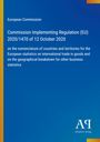 Rechts oben der Text: "European Commission Implementation Regulation (EU) 2020/1470 of 12 October". Blauer Hintergrund.