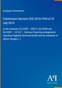 Blauer Hintergrund mit Text: "European Commission, Commission Decision (EU) 2016/1944 of 23 July 2014, Flughafen Dortmund GmbH [...]".