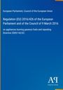 Text: Regulation (EU) 2016/426, appliances burning gaseous fuels. Blaues Layout mit weißem Text.