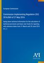Europäische Kommission, Verordnung (EU) 2016/869, technische Informationen. Blauer Hintergrund mit gelbem Streifen.