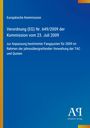 Text: "Europäische Kommission Verordnung (EG) Nr. 649/2009 der Kommission vom 23. Juli 2009 zur Anpassung bestimmter Fangquoten."  
Links oben ein gelber Streifen, Hintergrund blau. Unten rechts ein Verlags-Logo auf blauem Grund.