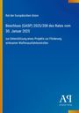 Blauer Hintergrund mit Text: "Beschluss (GASP) 2025/208 des Rates vom 30. Januar 2025" und Logo "Antiphon Verlag".
