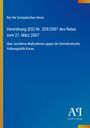 "Rat der Europäischen Union, Verordnung (EG) Nr. 329/2007 zu Nordkorea. Blau mit gelben und orangen Akzenten."