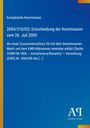 Text: Entscheidung der Kommission über Zusammenschluss (AstraZeneca/Novartis). Blauer Hintergrund mit gelbem Rand.