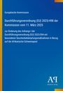 „Durchführungsverordnung (EU) 2025/498“ in weiß auf blauem Hintergrund, linke Leiste gelb. Logo unten rechts.