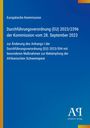 Text: Durchführung der EU-Verordnung über Maßnahmen gegen Afrikanische Schweinepest. Blauer Hintergrund, gelber Rand. Logo unten.