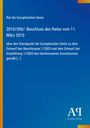 Text zum Beschluss der EU vom 11. März 2010, weißer Text auf blauem Hintergrund, rechts unten Verlagslogo.