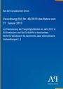 Titel: Verordnung (EU) Nr. 40/2013 des Rates vom 21. Januar 2013. Blauer Hintergrund mit Antiphon Verlag Logo.