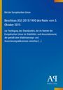 Text in Weiß auf blauem Hintergrund, oben links "Rat der Europäischen Union", zentral ist ein Beschluss erwähnt. Unten rechts Logo.