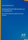 Verordnung (EU) 2017/2063 über Maßnahmen in Venezuela. Blauer Hintergrund mit gelbem und orangefarbenem Rand. Logo unten.