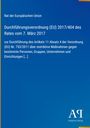 Blauer Hintergrund, Text: "Durchführungsverordnung (EU) 2017/404, 7. März 2017, Artikel 11, Absatz 4, restriktive Maßnahmen". Unten ein Logo.