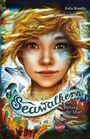 „Seawalkers: Rettung für Shari“, Katja Brandis. Illustration eines Mädchens mit blonden Haaren, Delfin im Hintergrund.
