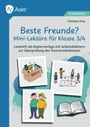 "Beste Freunde? Mini-Lektüre für Klasse 3/4." Drei Illustrationen: Kartons, Kinder beim Spiel, zwei umarmende Freunde.