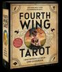 "Fourth Wing Tarot", offiziell mit 78 Tarot-Karten. Illustration: Frau mit Drachenflügeln vor einem mystischen Hintergrund.