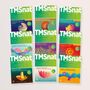 Acht grüne Buchcover mit "TMSnat" und "Band 1-9", wissenschaftliche Themen, bunte abstrakte Muster.