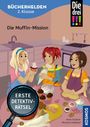 Die Muffin-Mission, drei Mädchen backen in einer Küche Muffins, lächelnd und mit bunten Schürzen.