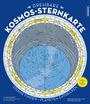 Drehbare Kosmos-Sternkarte zeigt Sternbilder und Planeten. Farbige Kreise mit Texten veranschaulichen Monate und Richtungen.