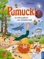 "Pumuckl" in großer Schrift, darunter "Ein Wimmelbuch voller Schabernack". Viele Pumuckls treiben im Freien Schabernack.