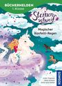 „BÜCHERHELDEN 1. Klasse“, „Sternenschweif“, „Magischer Konfetti-Regen“. Ein Mädchen reitet auf einem Einhorn, umgeben von Konfetti.