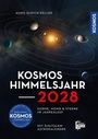 Titel: "Kosmos Himmelsjahr 2028". Thema: Sonnensystem, Planetenbahnen um eine strahlende Sonne.