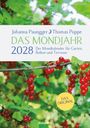 "Das Mondjahr 2028: Der Mondkalender für Garten, Balkon und Terrasse. Das Original." Zweige mit roten Beeren davor.