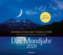 "Das Mondjahr 2028", Autoren: Johanna Paungger und Thomas Poppe. Ein heller Mond über einem ruhigen, blauen See.