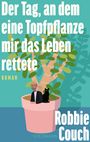 "Der Tag, an dem eine Topfpflanze mir das Leben rettete", Illustration: Mann und Katze im großen Blumentopf.