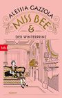 "Alessia Gazzola, Miss Bee & Der Winterprinz, Roman. Eine Illustration zeigt eine Frau auf einem dekorativen Sofa in einem eleganten Raum."