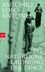 "António Lobo Antunes, Die natürliche Ordnung der Dinge, Roman, btb." Ein unscharfes Foto von Männern, die in Anzügen gehen.