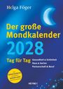 „Der große Mondkalender 2028. Tag für Tag. Gesundheit & Schönheit, Haus & Garten. Illustration zeigt blauen Hintergrund.“