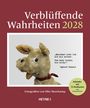 "Verblüffende Wahrheiten 2028", Zitat von Egbert Hensel und Text über Kalender. Foto eines Stoffhundes mit rotem Halsband.
