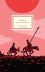 "Don Quijote. Illustriert von Philip Waechter. Insel-Bücherei." Illustration: Zwei Reiter vor roter Sonne.